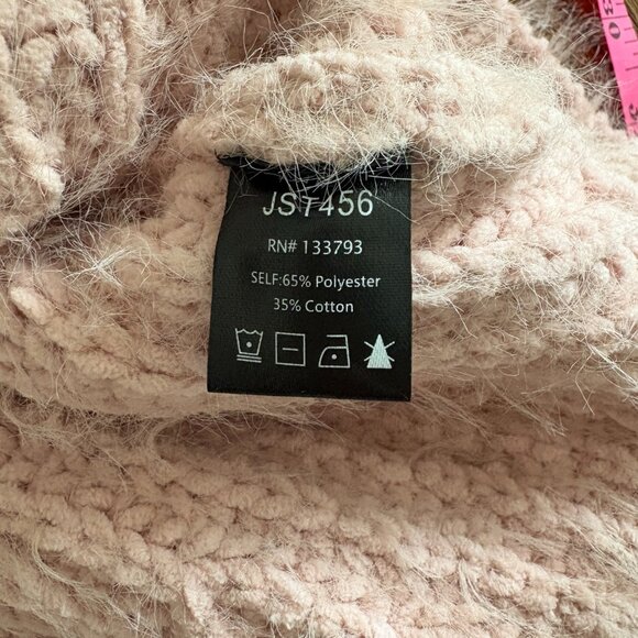 POL Women's Pink Knit Sweater With Flannel Sleeves Size Large Cotton Blend Small - Picture 9 of 9